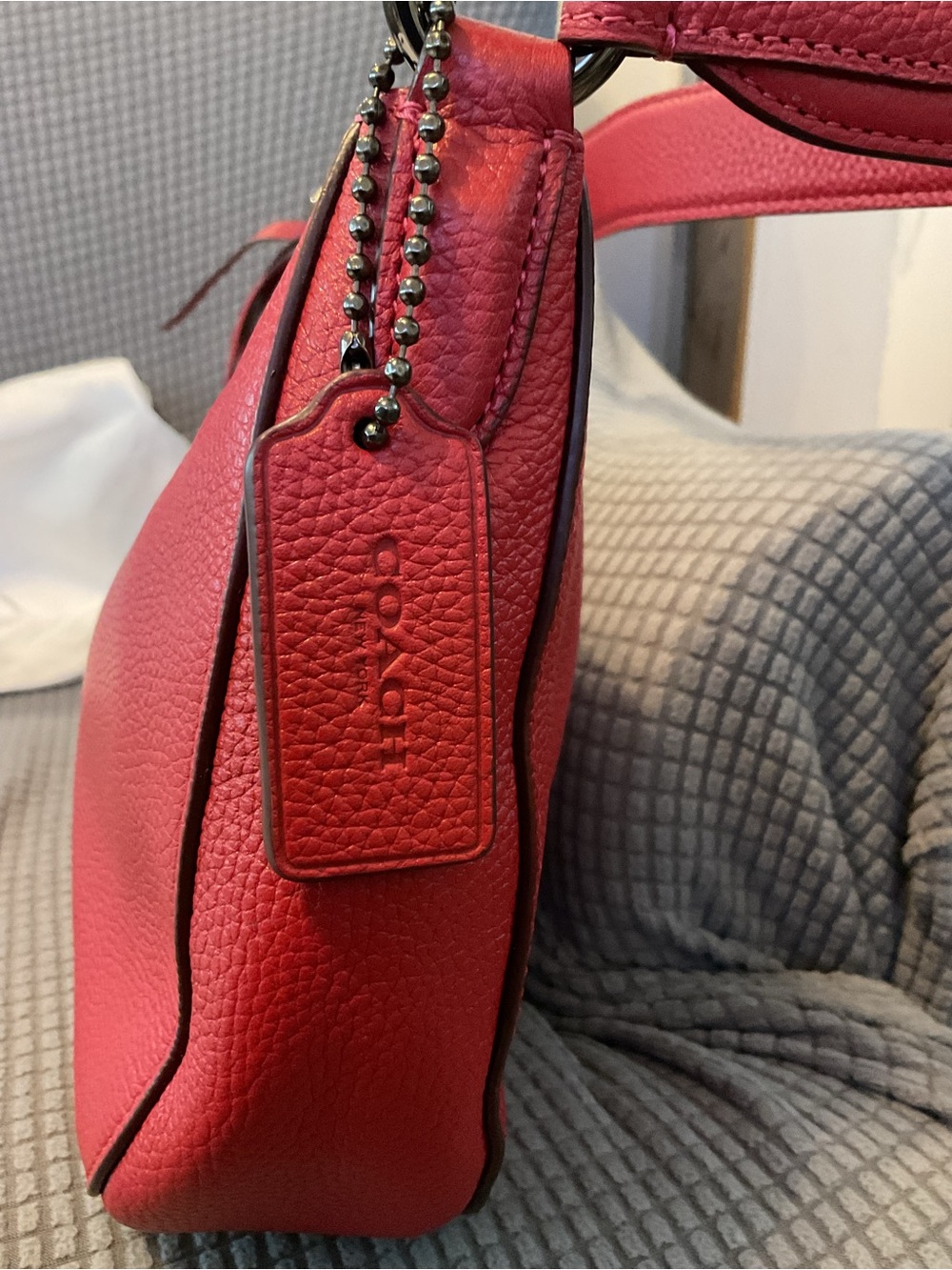 Coach Red Pebbled Leather Shoulder Hobo - Picture 4 of 6